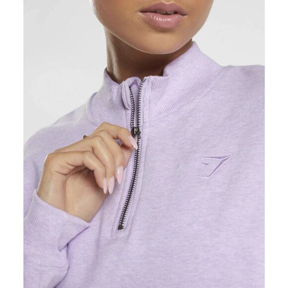 Gymshark Rest Day Sweats 1/2 Zip Pullover Purple Aura Lilac Marl Oversized Fit M - Picture 4 of 16